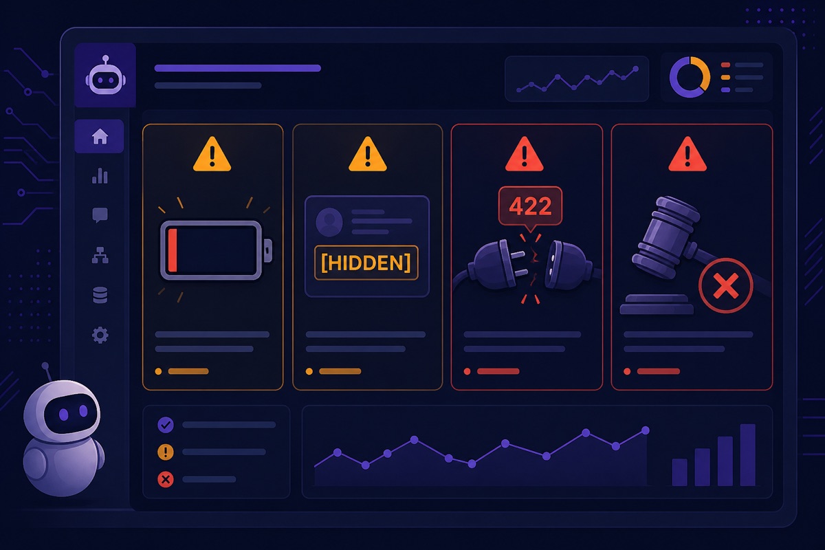 AI agent eval failure modes: budget, PII poison, wrong API, prose vs judge